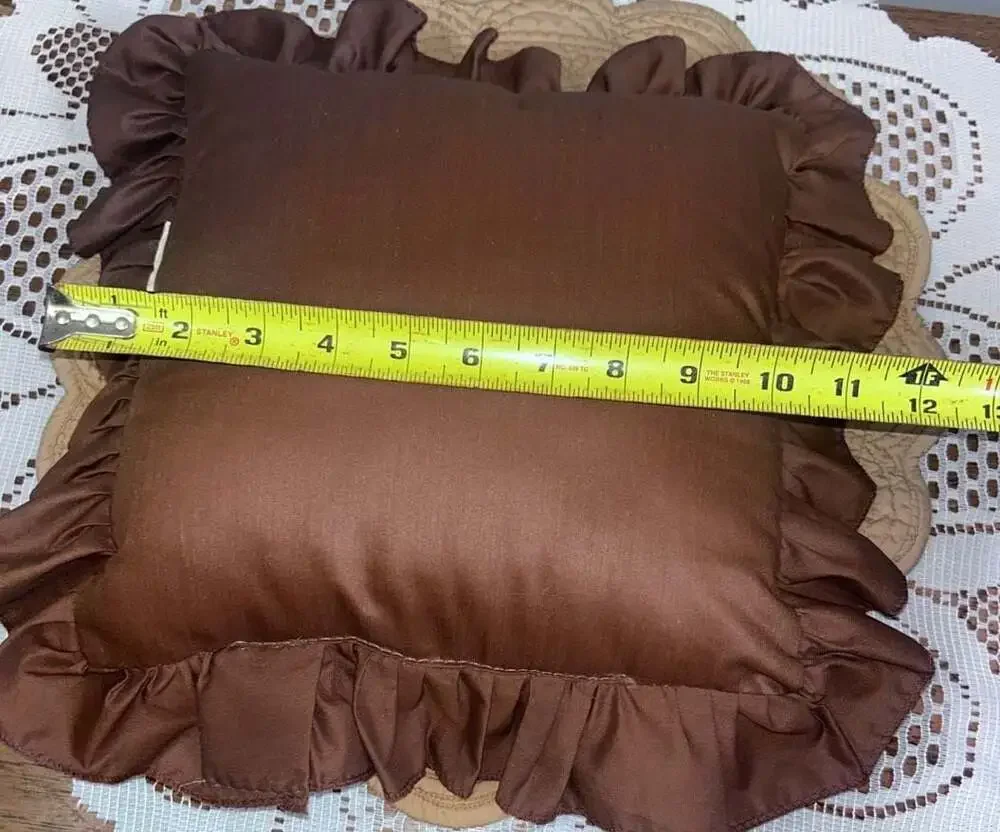 Vintage Loon Lake Tapestry Decorative Accent Pillow with Brown Ruffle Trim